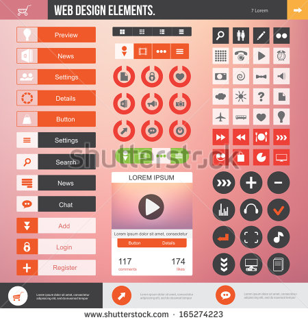 Flat Website Icons and Buttons