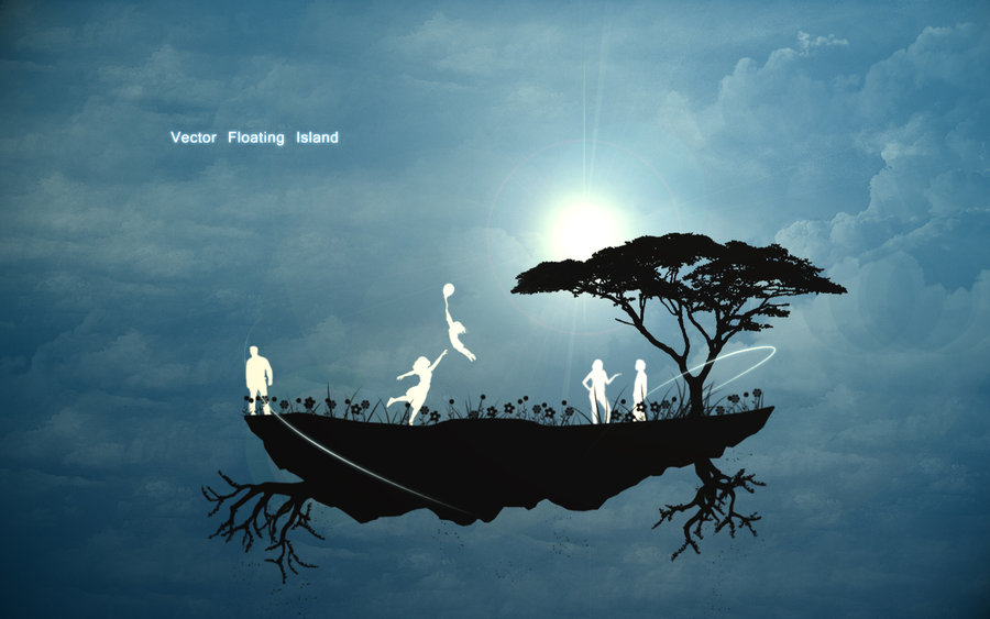 Floating Island Vector Art