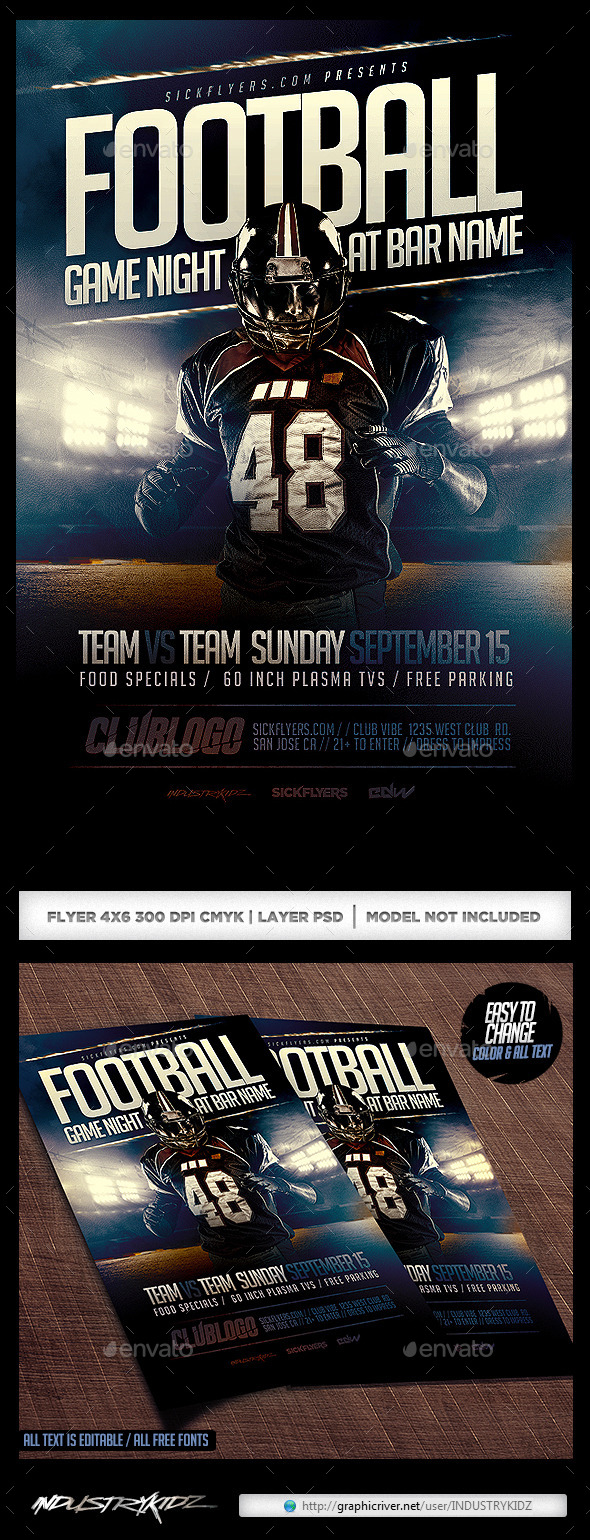 Football Game Flyers Template PSD