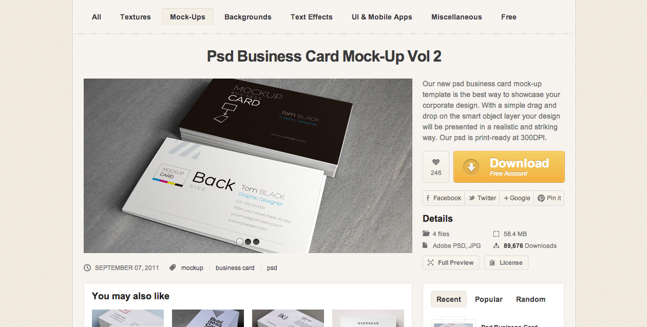 Free Business Card Mock Up Psd