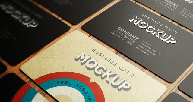 Free Business Cards PSD Mock UPS