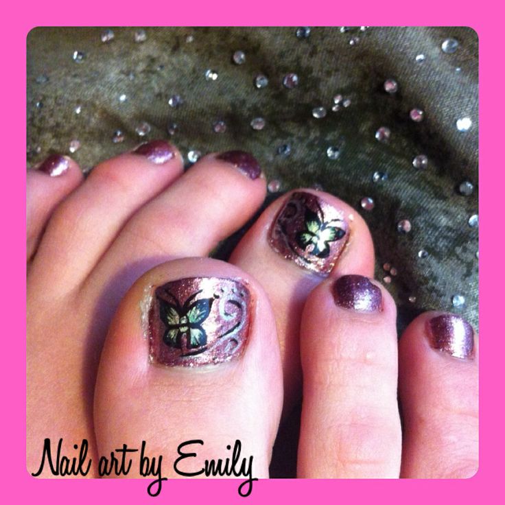 Free Hand Nail Art Butterfly