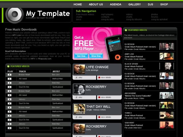 Free Music Download Website Templates