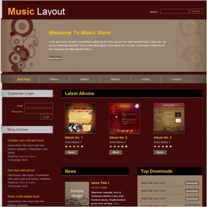 Free Music Download Website Templates