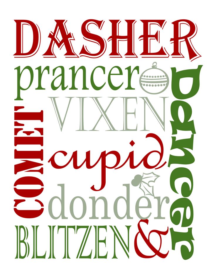 Free Printable Christmas Reindeer Names Subway