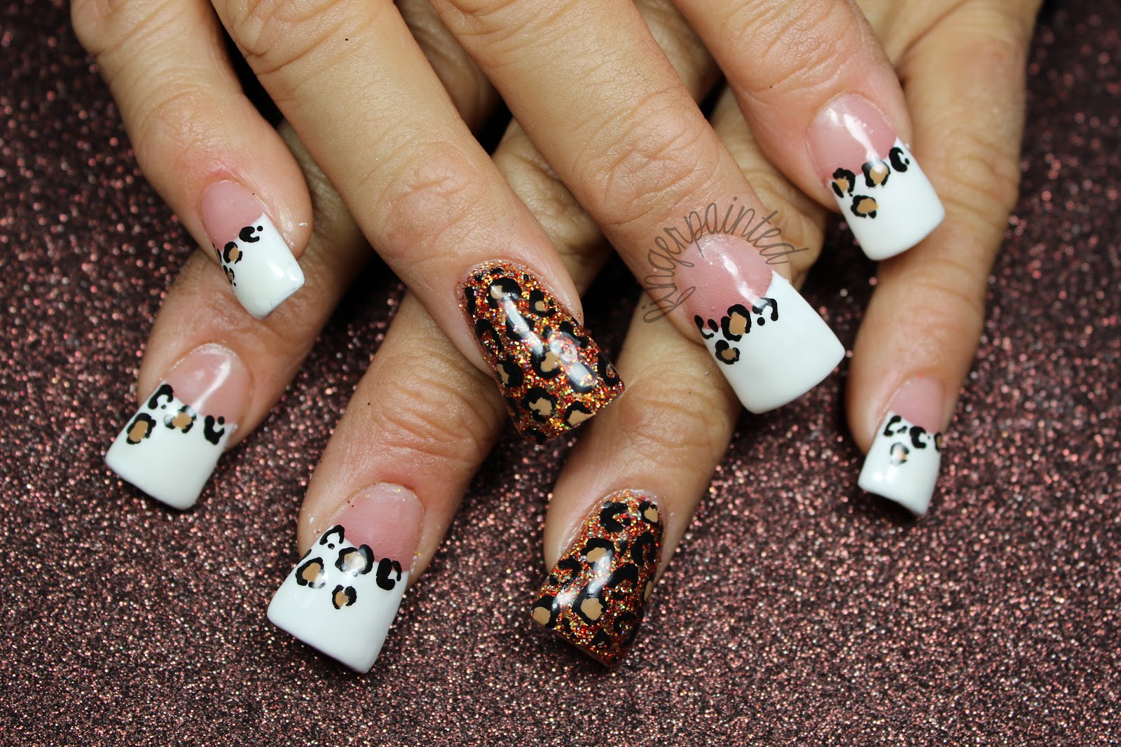 French Acrylic Nails Cheetah