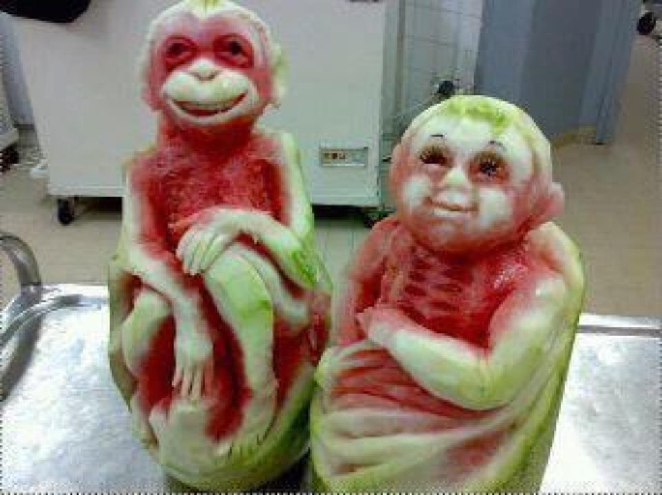 Fruit Carving Watermelon Monkey