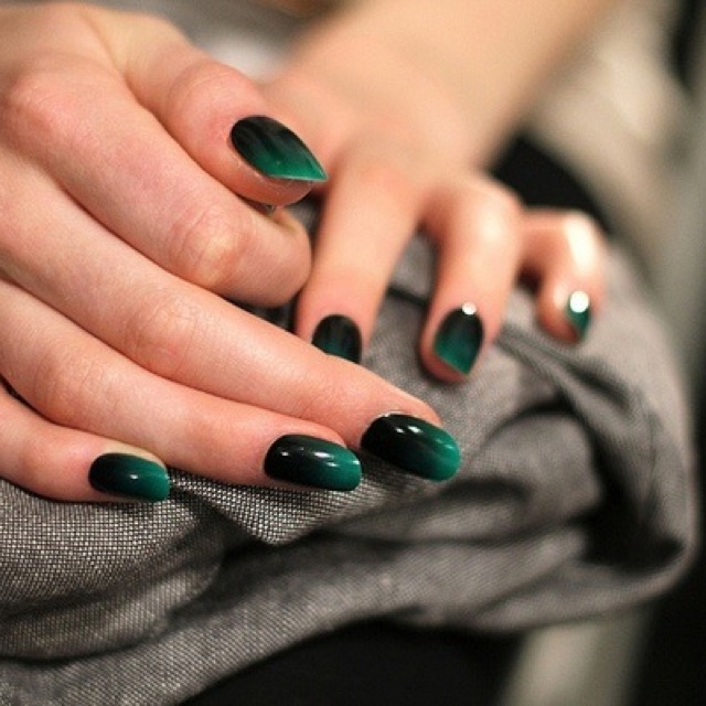 Green and Black Ombre Nails