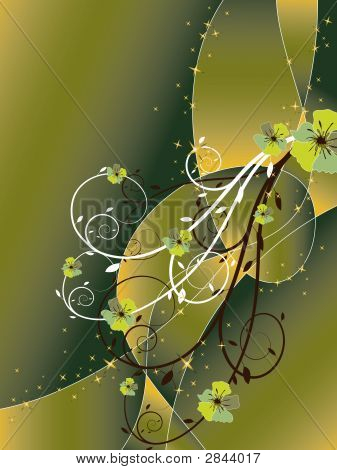 Green and Brown Floral Swirls Green and Brown Floral Swirls