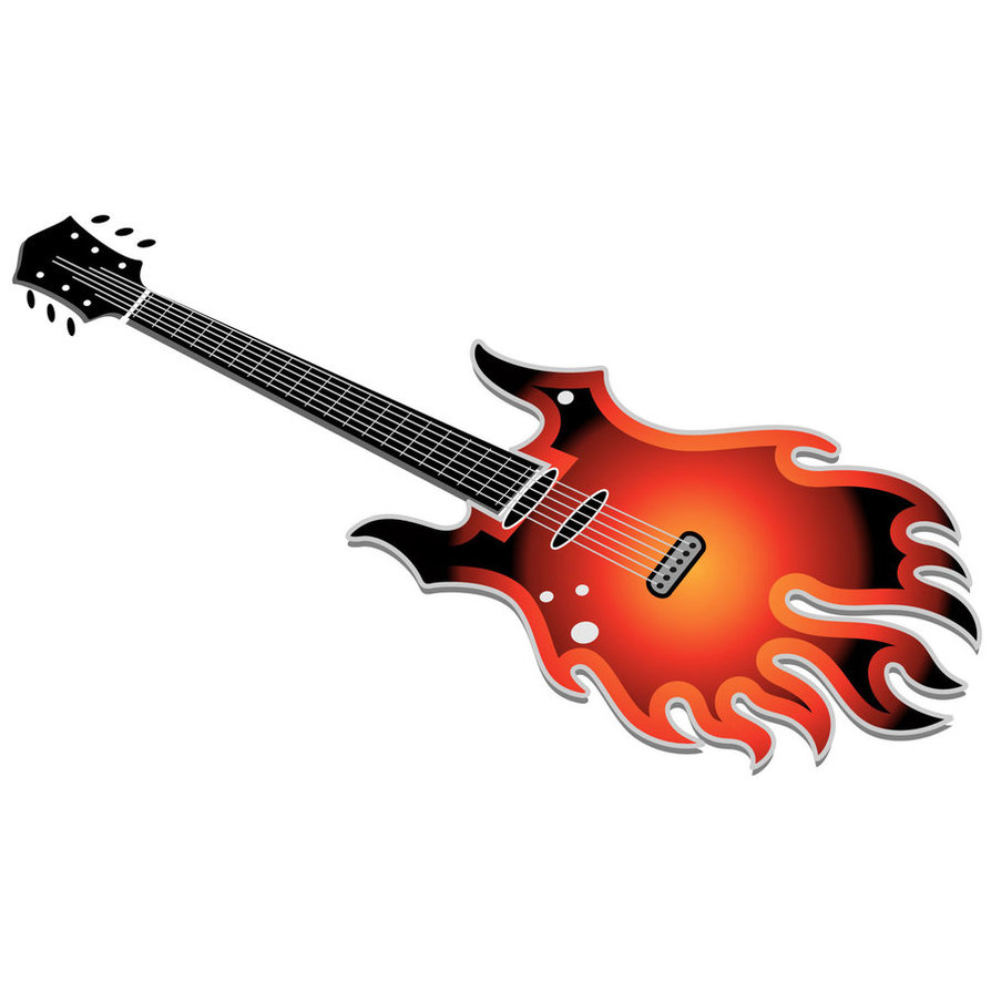Guitar with Flames Clip Art