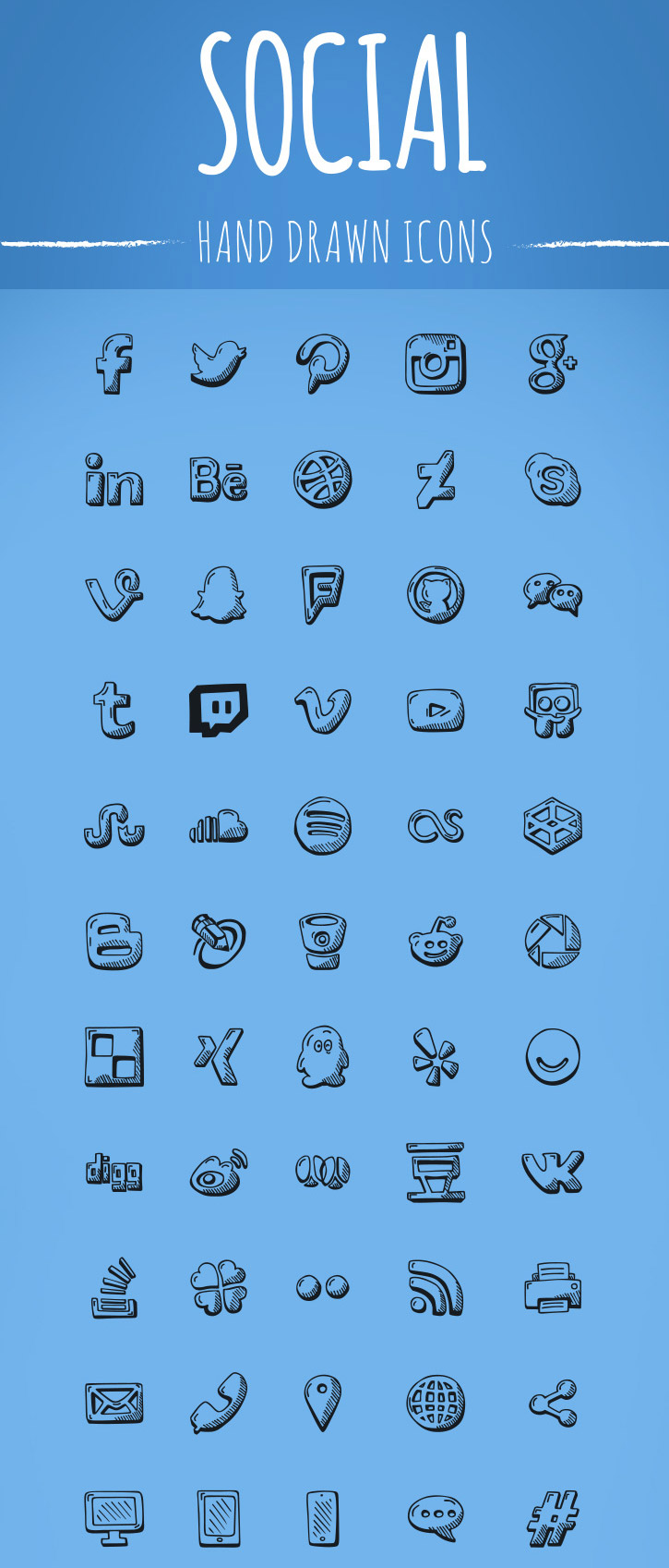 Hand Drawn Social Media Icons Free