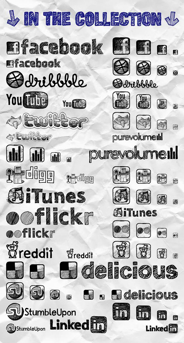 Hand Drawn Social Media Icons