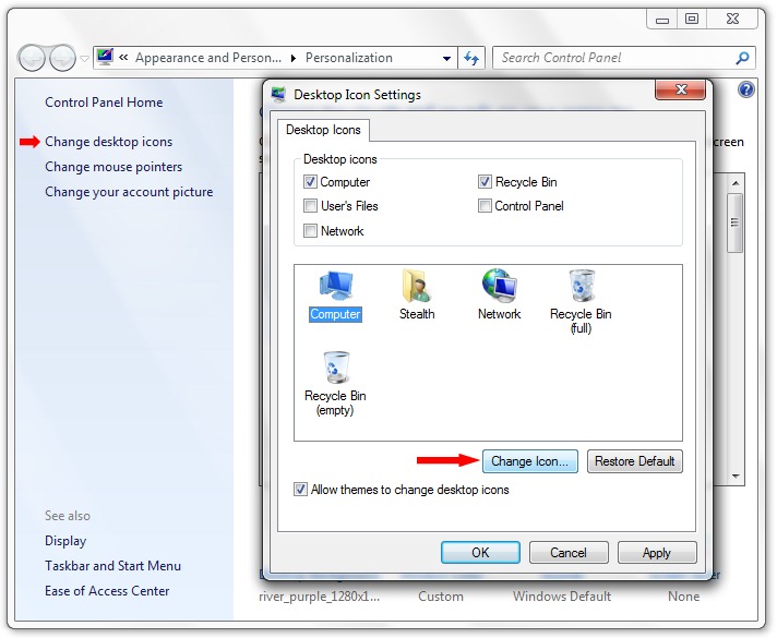 How to Change Desktop Icons Windows 7
