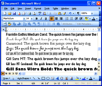 Microsoft Word Fonts Examples