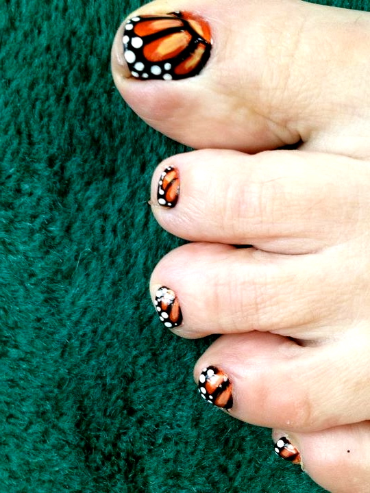 Monarch Butterfly Nail Design