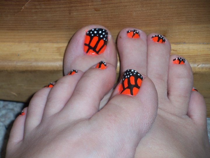 Monarch Butterfly Toe Nails