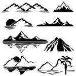 Mountain Clip Art Black and White