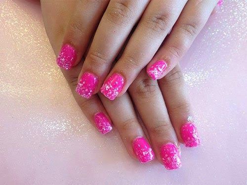 Pink Glitter Acrylic Nail Designs