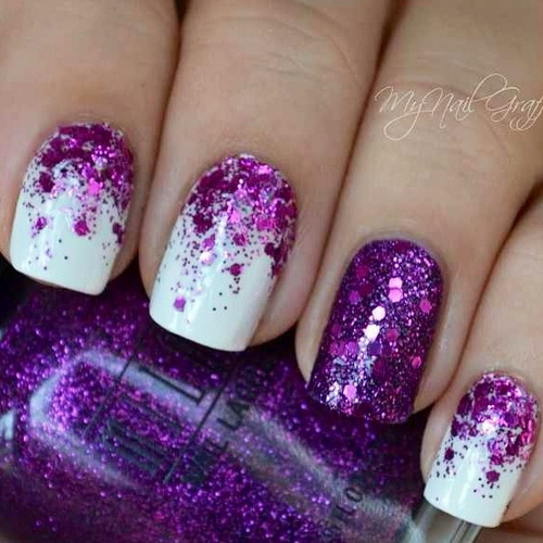 Purple Glitter Nails