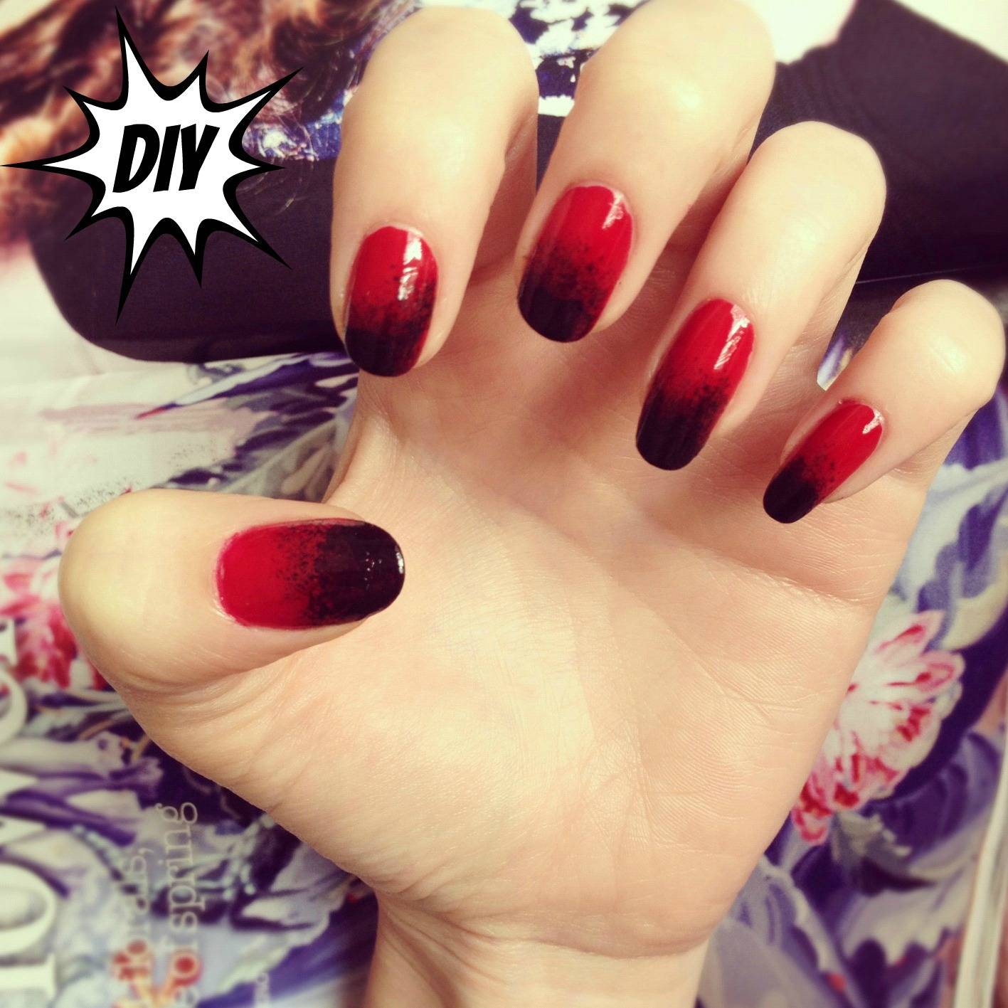 Red and Black Nail Art Design