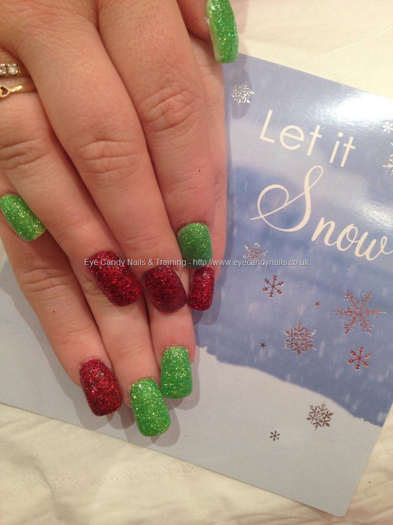 Red and Green Christmas Acrylic Nails