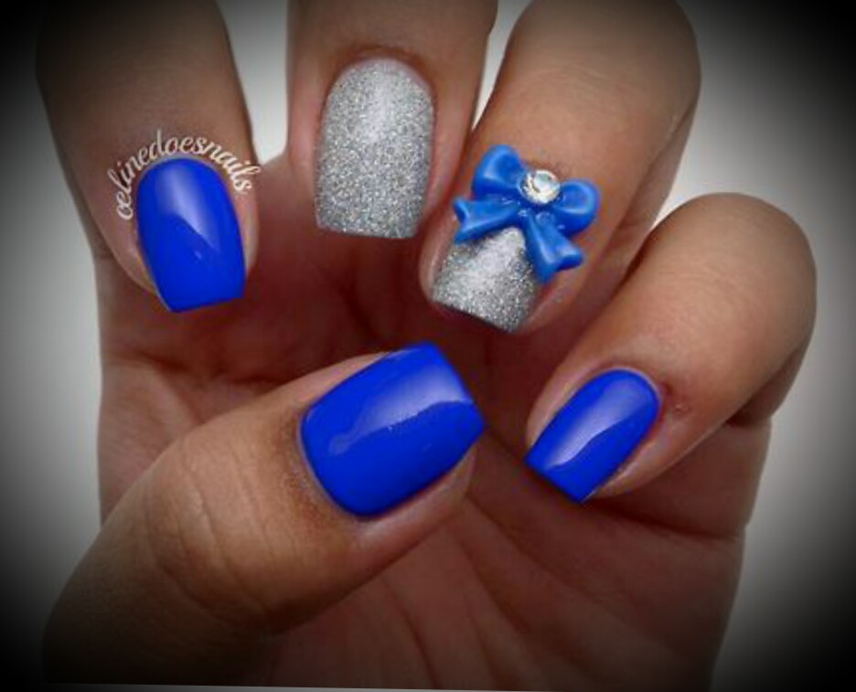 Royal Blue and Silver Nail Designs