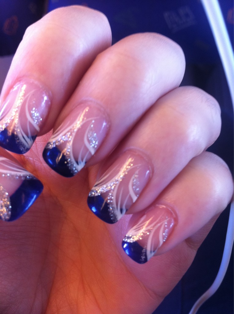 Royal Blue and Silver Nail Designs