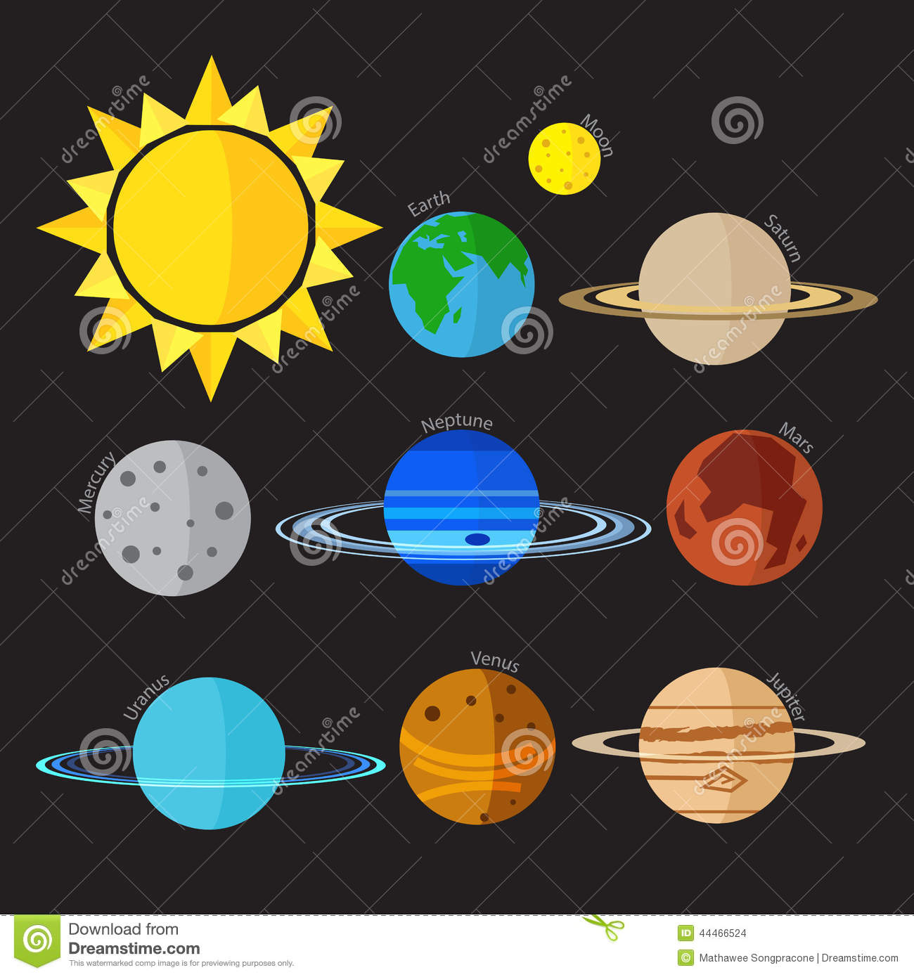 Solar System Icon Flat