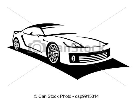 Sports Car Line Drawing of Art