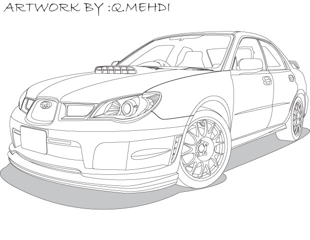 Subaru Car Drawing Coloring