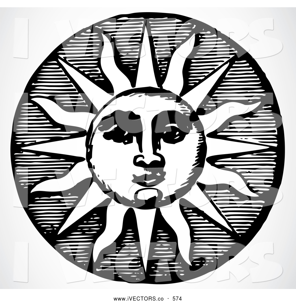 Sun Clip Art Black and White Design