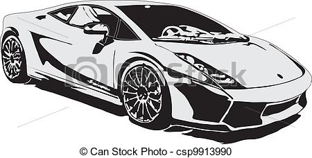 Vector Line Drawings of Sports Car