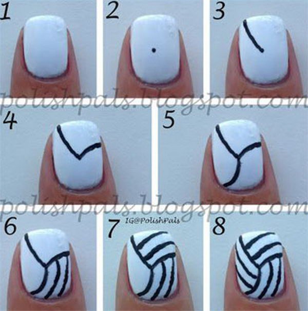Volleyball Nail Art Step by Step