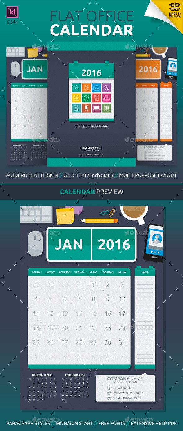 2016 Monthly Calendar Template