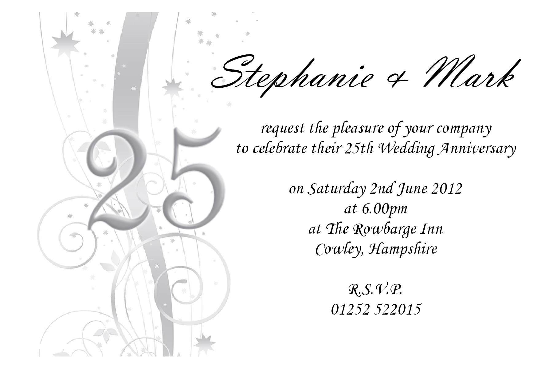 25th Wedding Anniversary Invitation Templates