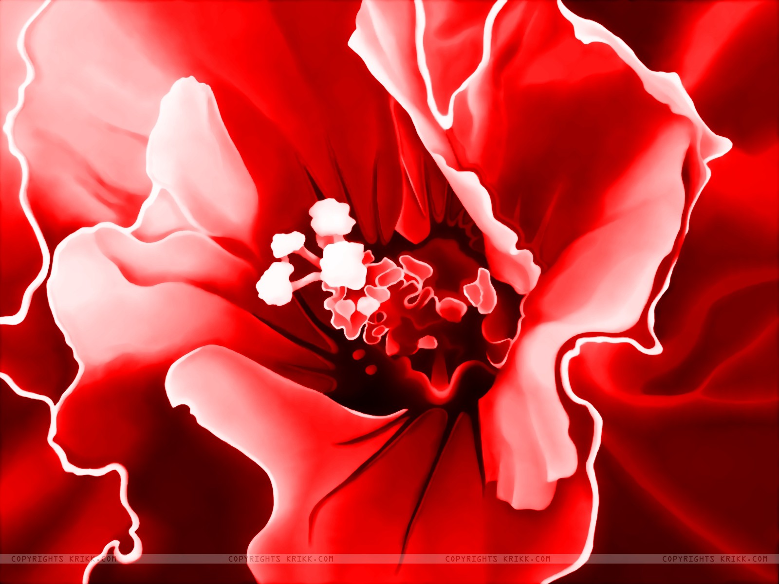 Abstract Art Red Flowers