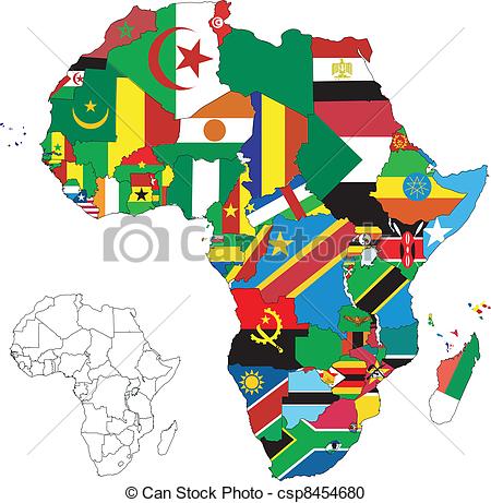 Africa Continent Map Flag Vector Africa Continent Map Flag Vector