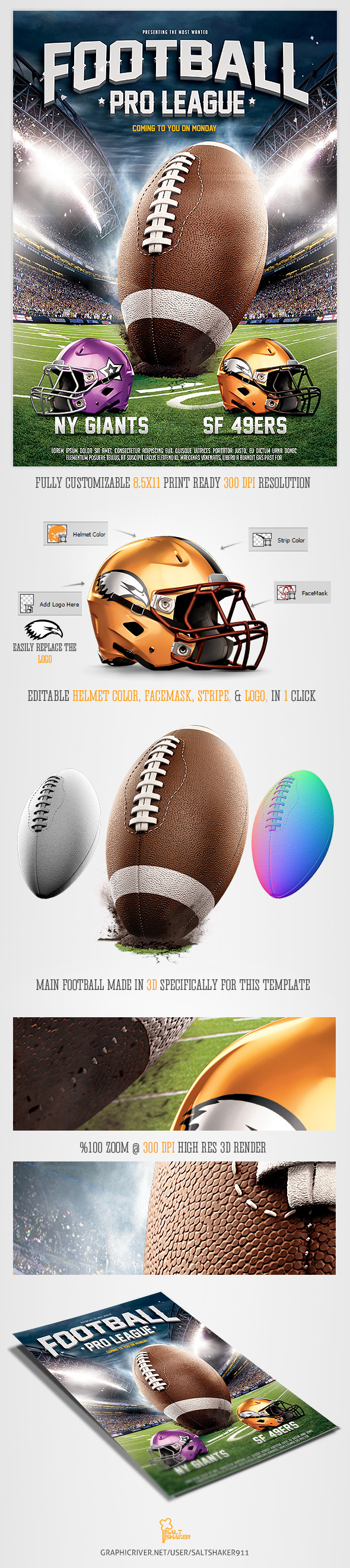 American Football Flyers Templates Free