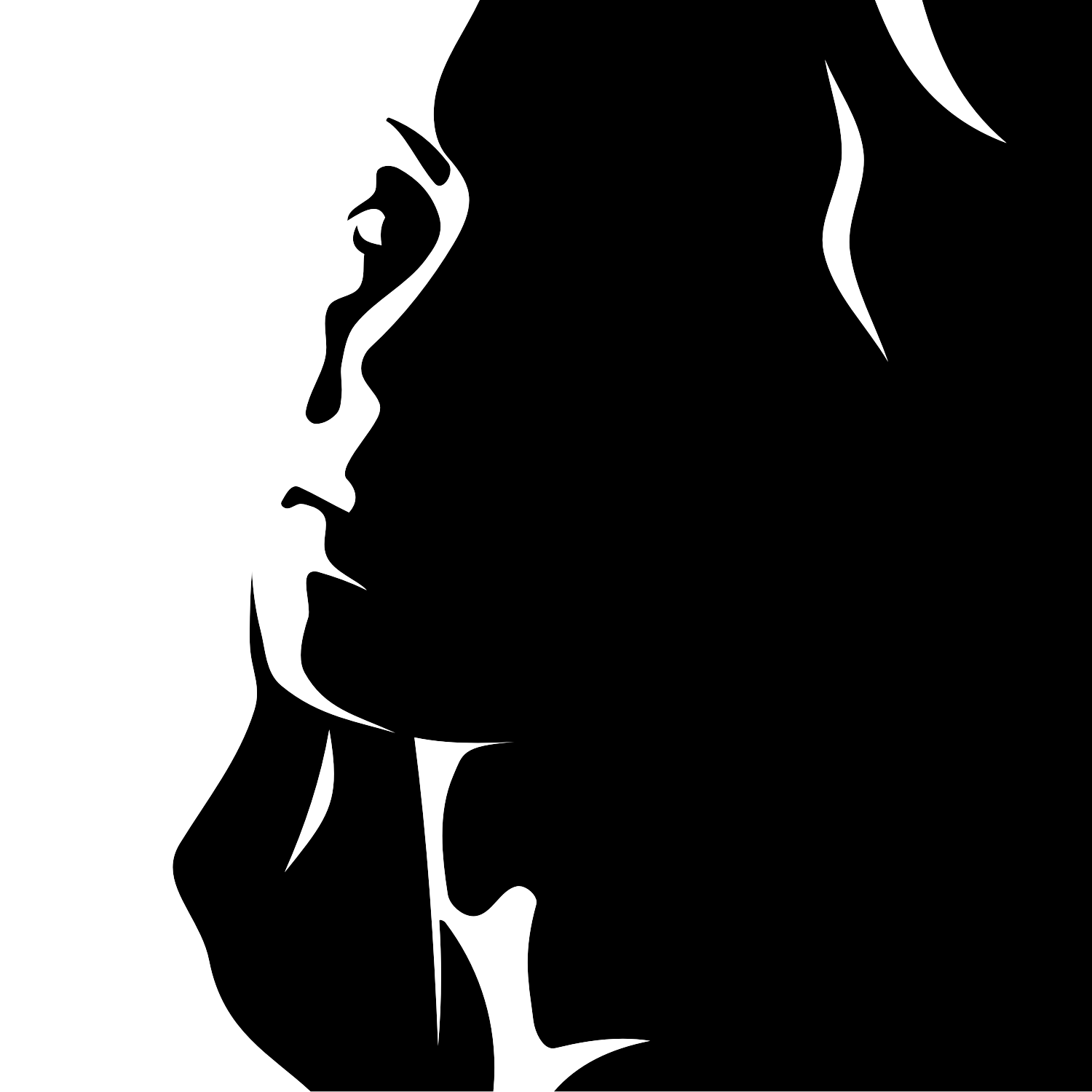 Black and White Pretty Woman Face Silhouette