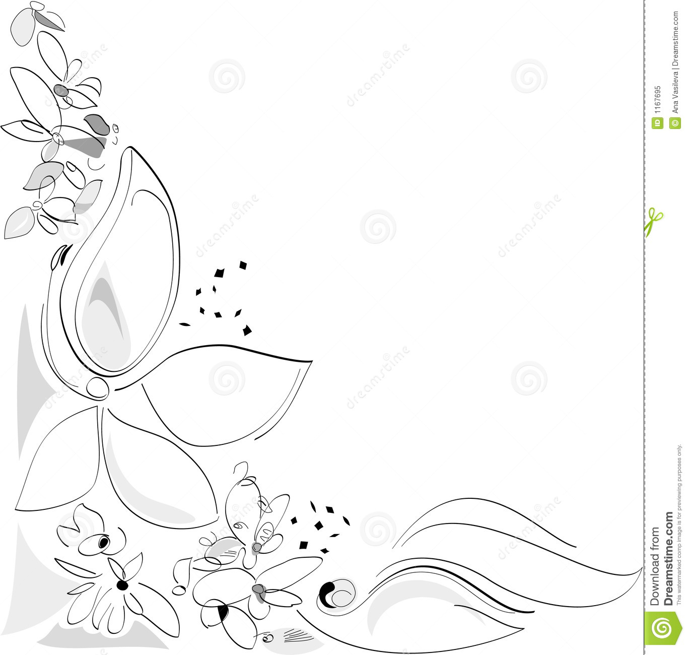 Black and White Spring Flower Vectors