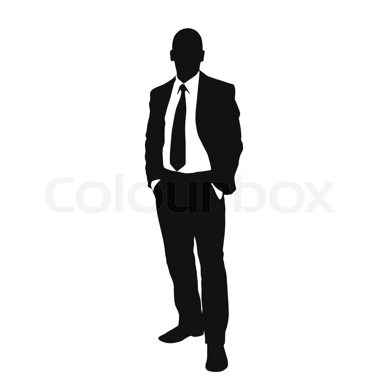 Black Man Business Suit Silhouette Vector