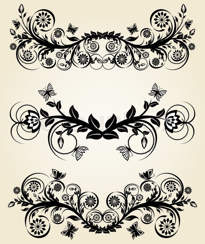 Black Vintage Floral Border Black Vintage Floral Border