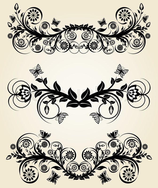 Black Vintage Floral Border