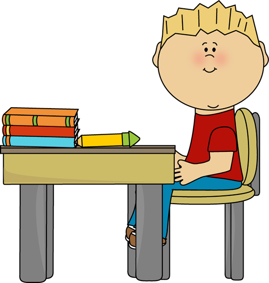 Boy Sitting at Desk Clip Art