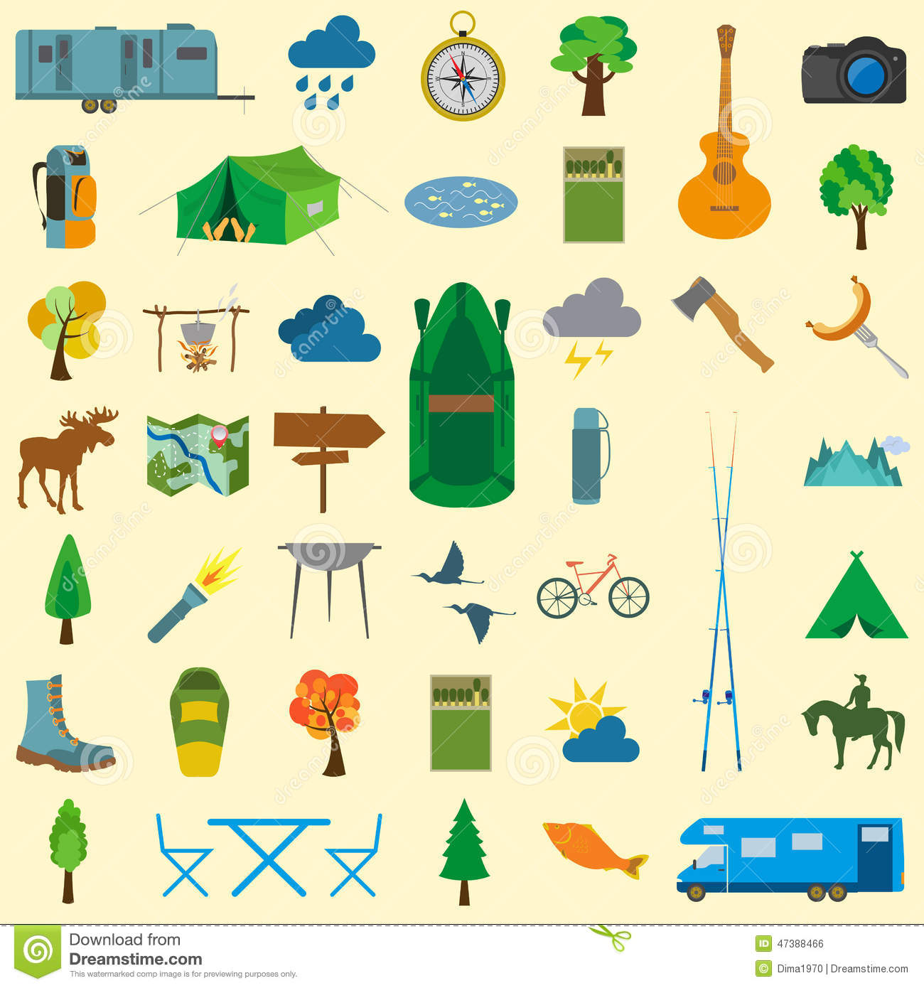 Camping Fishing Icon Vector