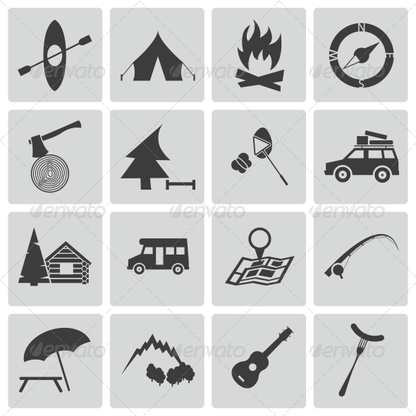 Camping Icon Black and White