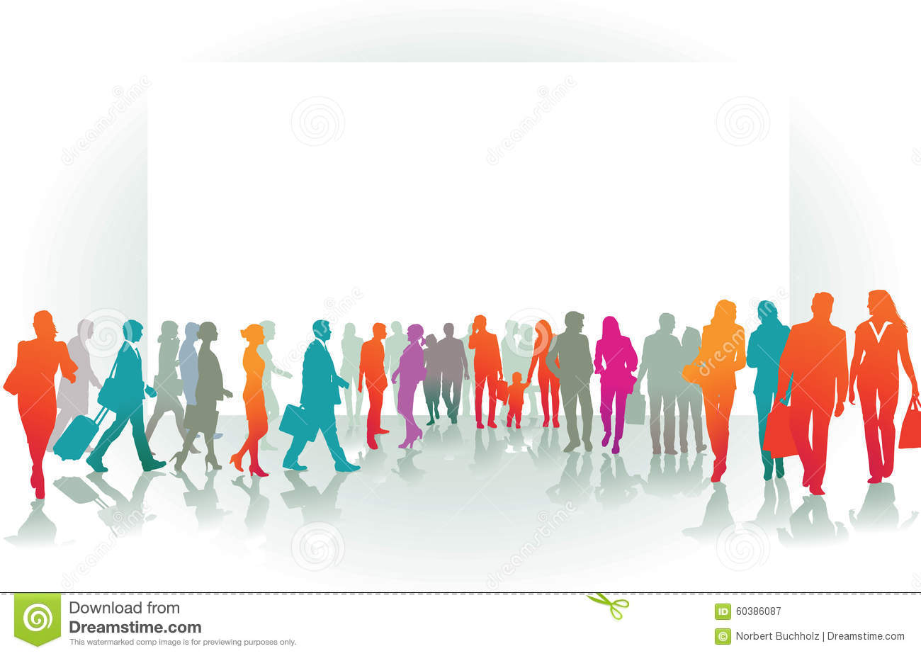 Colorful Silhouettes of People Walking