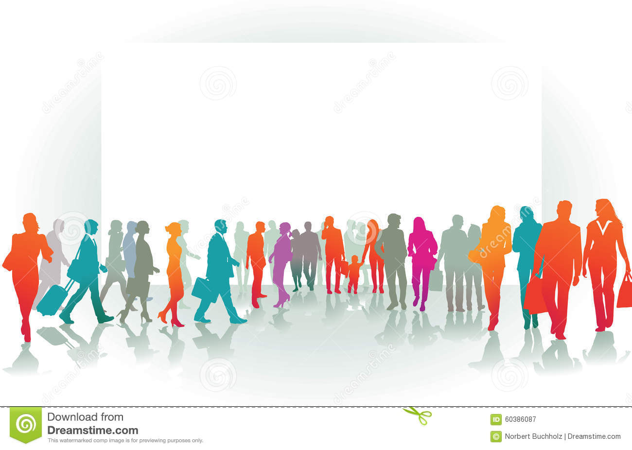 Colorful Silhouettes of People Walking Colorful Silhouettes of People Walking