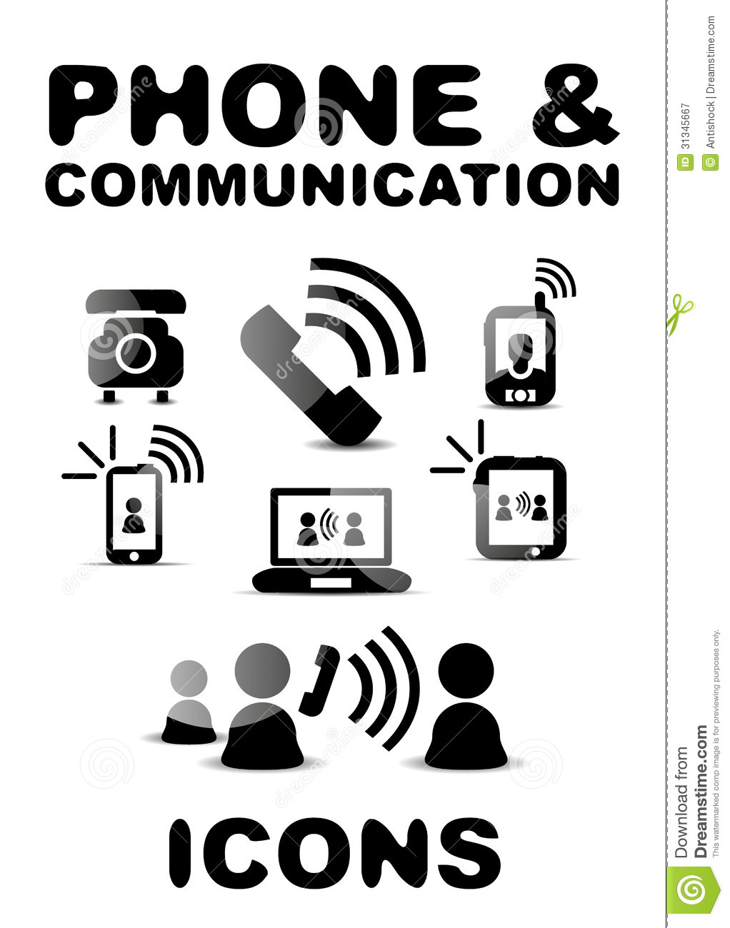 Communication Phone Icon Black