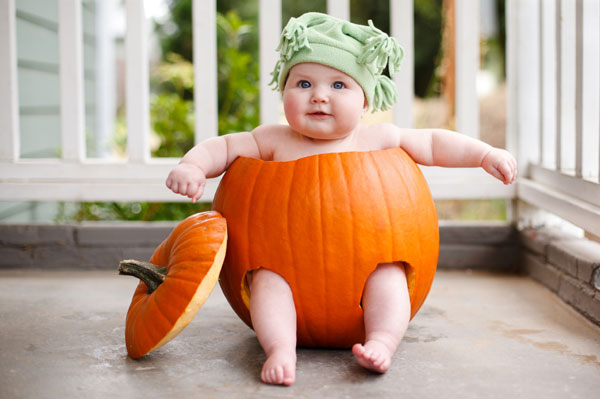 Cute Babies in Pumpkins Halloween